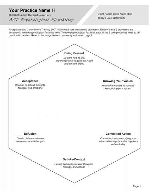 ACT Psychological Flexibility Worksheet PDF