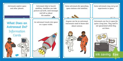 What Do Astronauts Do? Information Cards (teacher made)