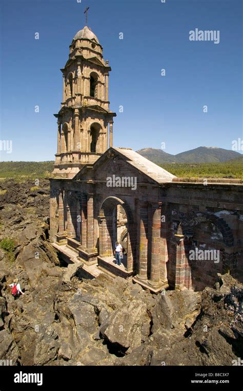 Church buried by Paricutin Volcano, San Juan, Mexico Stock Photo - Alamy