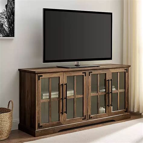 Rustic Oak Window 4-Door TV Stand | Kirklands Home