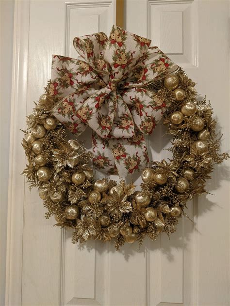 Golden Christmas Handmade Holiday Wreath - Etsy