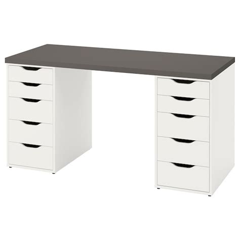 LAGKAPTEN / ALEX desk, dark grey/white, 140x60 cm - IKEA