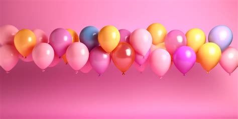 Premium AI Image | Banner with colorful balloons on a pink background ...