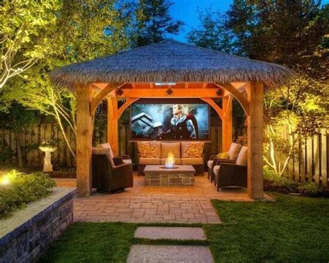 Back yard fire pit, gazebo | Yard | Pinterest