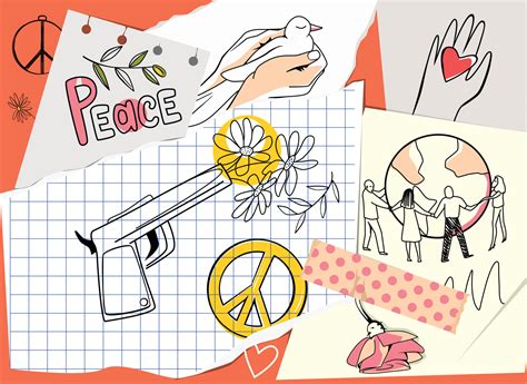 Peace Flat Hand Drawn Collage 8443564 Vector Art at Vecteezy