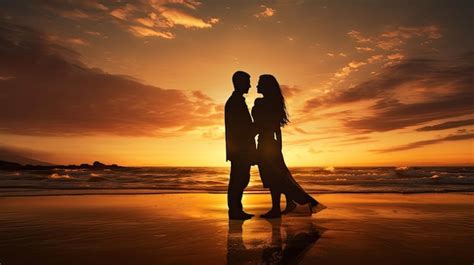 Couple walking on beach silhouette | Premium AI-generated image