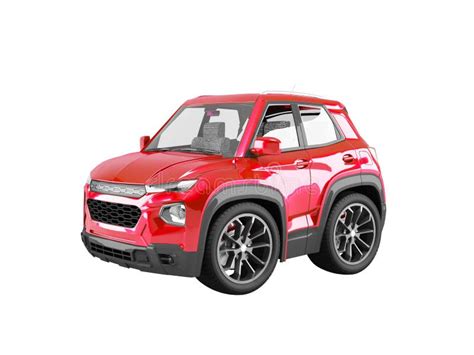 3d Illustration of Red Car Front Cartoon Style on White Background No Shadow Stock Illustration ...