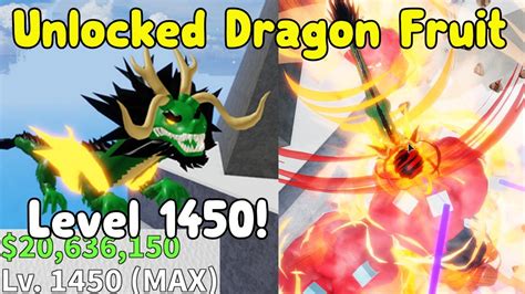 Unlocked Dragon Fruit! Got Level 1450 Max! Showcase - Blox Fruits Roblox - YouTube