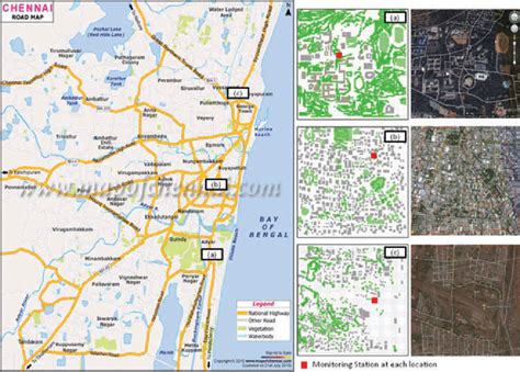 Chennai area map with three selected areas for the study, using yhe... | Download Scientific Diagram