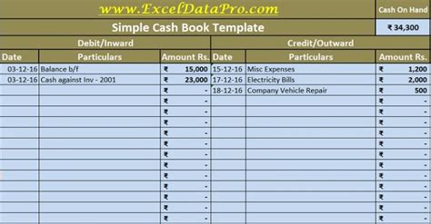 Download Cash Book Excel Template - ExcelDataPro