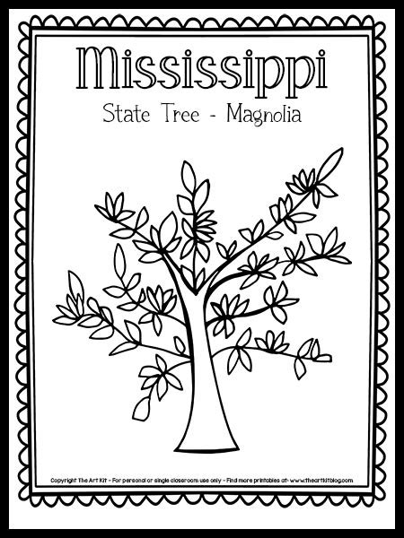 Mississippi State Tree (Magnolia) Coloring Page {FREE Printable!} - The ...