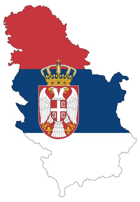 OnlineLabels Clip Art - Serbia Map Flag With Stroke