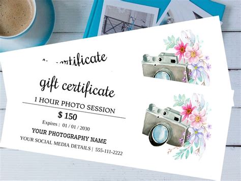 DIY Photography Gift Certificate Template Floral Photo - Etsy Hong Kong ...