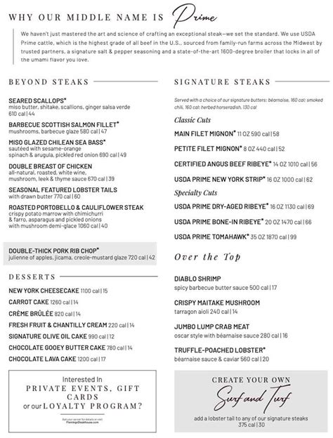 Menu for Fleming’s Prime Steakhouse & Wine Bar (6515 S Las Vegas Blvd ...