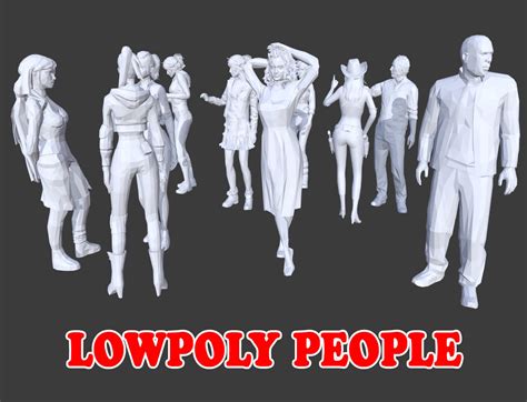 3D asset 10 Low Poly People Posed Collection Pack 4