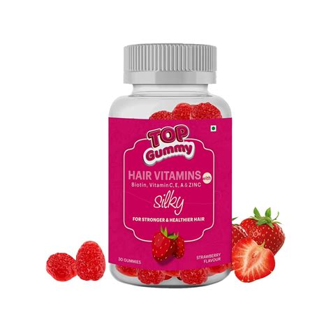 Buy TOP GUMMY HAIR VITAMINS WITH BIOTIN, VITAMIN C, E, A & ZINC FOR GORGEOUS HAIR - STRAWBERRY ...