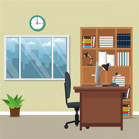 Premium Vector | Office work place cartoon