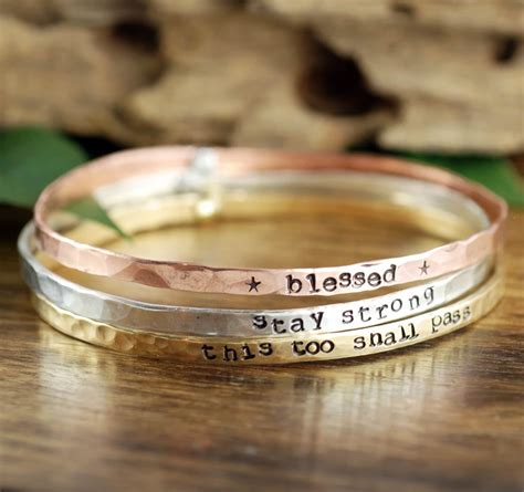 Inspirational Gift Custom Quote Bracelet Motivational Bangle | Etsy