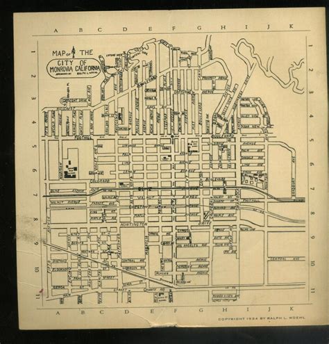 1934 MAP OF THE CITY OF MONROVIA CALIFORNIA UNION OIL STATION 3" X 6" FREE SHIP | #1985511788