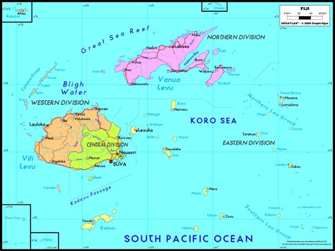 Fiji Political Wall Map | Maps.com.com