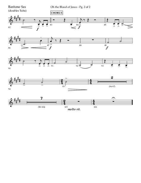 Oh The Blood Of Jesus (Choral Anthem SATB) Bari Sax Sheet Music PDF (Lifeway Choral / Arr. Kent ...