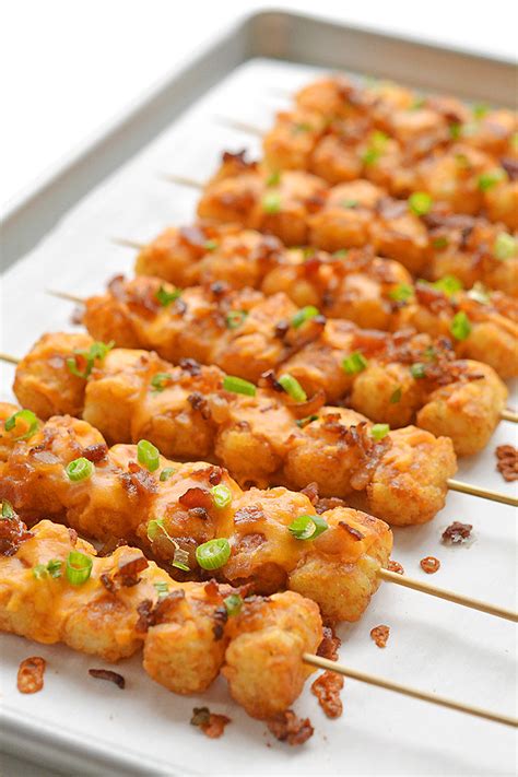 Loaded Tater Tot Skewers Recipe - CRAVING RECIPE