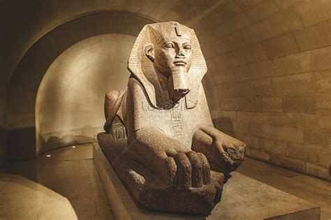 Sphinx Sculpture Of Egyptian Artifacts At The Louvre Museum, Par ...