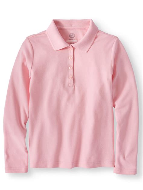 Girls School Uniform Long Sleeve Interlock Polo - Walmart.com