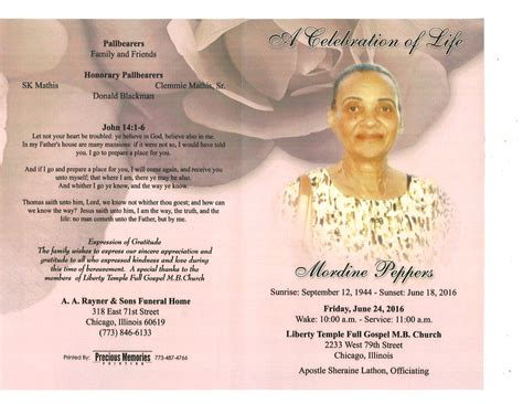 Mordine Peppers Obituary | AA Rayner and Sons Funeral Homes