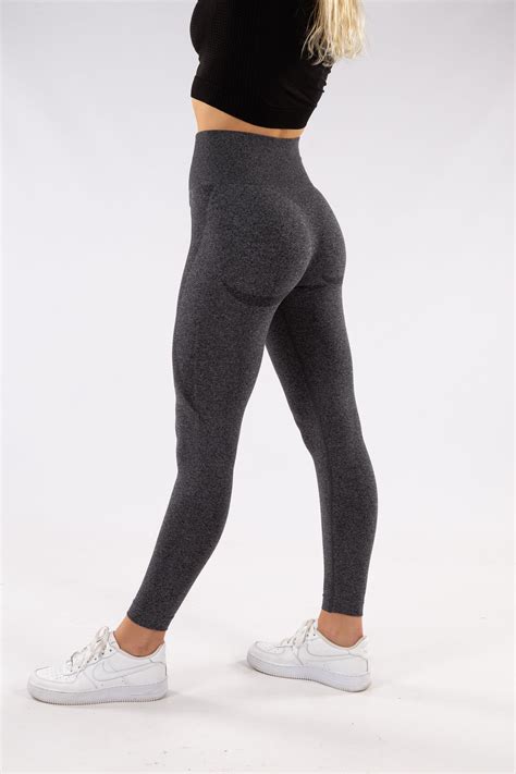 Seamless leggings have contour shadowing designed to enhance the beauty ...