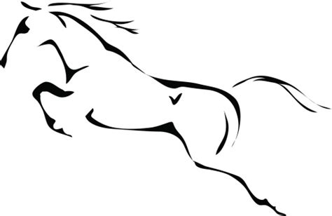 Black And White Vector Outlines Of Jumping Horse Stock Illustration ...