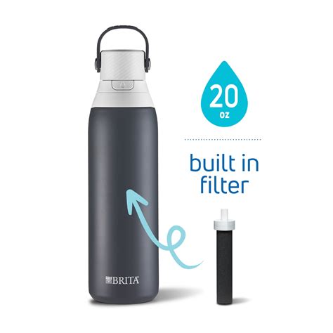 Brita 20 Ounce Premium Filtering Water Bottle with Filter - Double Wall ...