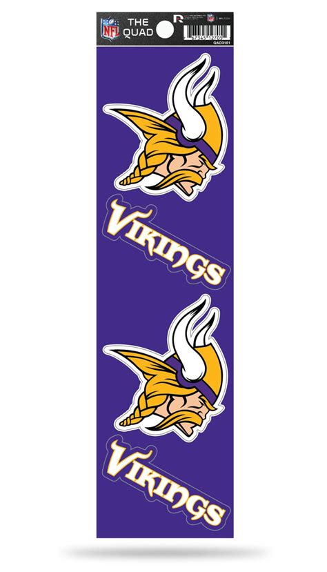 Minnesota Vikings Set of 4 Decals Stickers The Quad by Rico 2x2 Inches ...