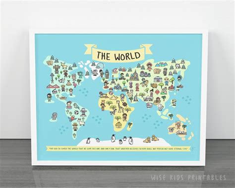 World Map: Printable Poster for Kids wall Art, Nursery Room Decor, Educational Poster - Etsy