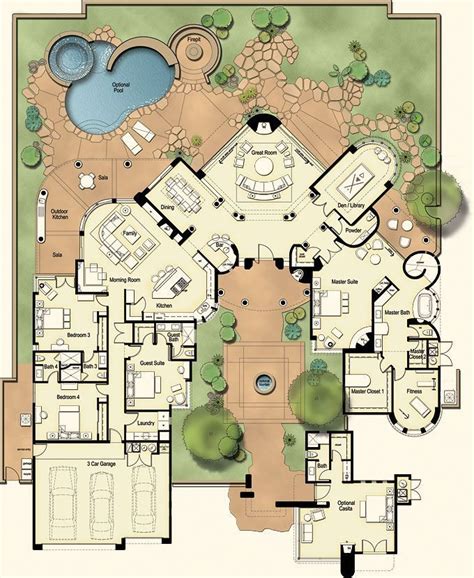 26 best Hacienda house plans images on Pinterest | Haciendas, Floor ...