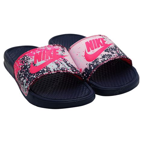 Nike Benassi JDI Slides For Women - Midnight Navy - Racer Pink - 618919 ...