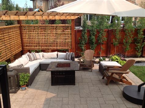 Modern Patio with Outdoor Seating and Fireplace European Garden Design Calgary_o - European ...