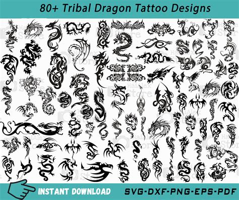 80 Tribal Dragon Svg Bundle Tribal Dragon Tattoo Designs - Etsy Australia