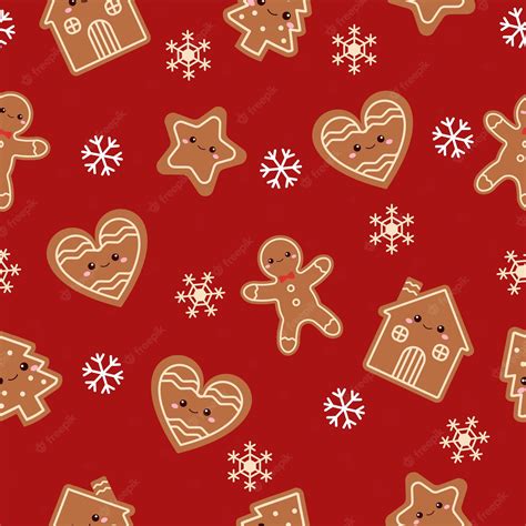 Premium Vector | Cute gingerbread cookies seamless pattern background