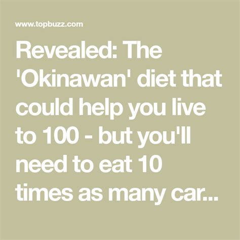 Revealed: The 'Okinawan' diet that could help you live to 100 - but you'll need to eat 10 times ...