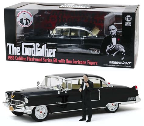 GODFATHER - THE GODFATHER - 1955 CAILLAC FLEETWOOD SERIES 60 WITH DON CORLEONE FIGURE - 1:18