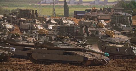 Gaza, March 30, 2019. IDF tanks lined up in combat formation near the border Stock Video Footage ...