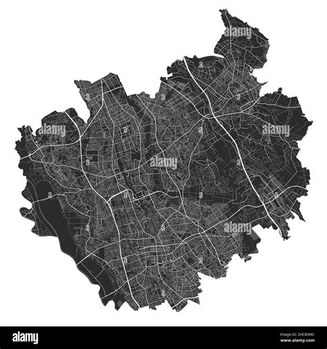 Saitama map. Detailed vector map of Saitama city administrative area. Cityscape poster ...