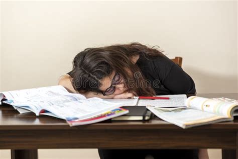 Young Girl Tired of Studying Stock Photo - Image of lifestyles, indoors ...