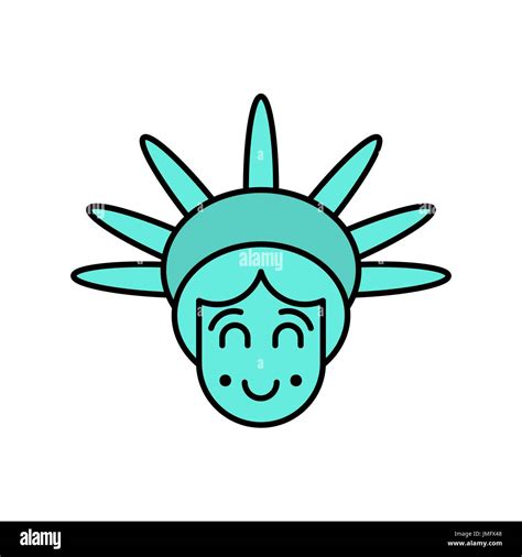 Statue of Liberty face emoji. Sightseeing America. Happy head of ...