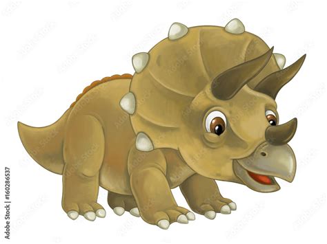 cartoon happy and funny dinosaur dinosaur - triceratops Stock Illustration | Adobe Stock