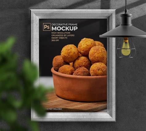 Premium PSD | Realistic 3d decorative frame mockup on the wall