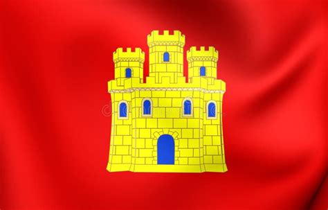 3D Flag of Castile and Leon, Spain. Stock Illustration - Illustration ...