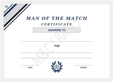 Man of the Match Football Certificate Template Microsoft Word PDF ...