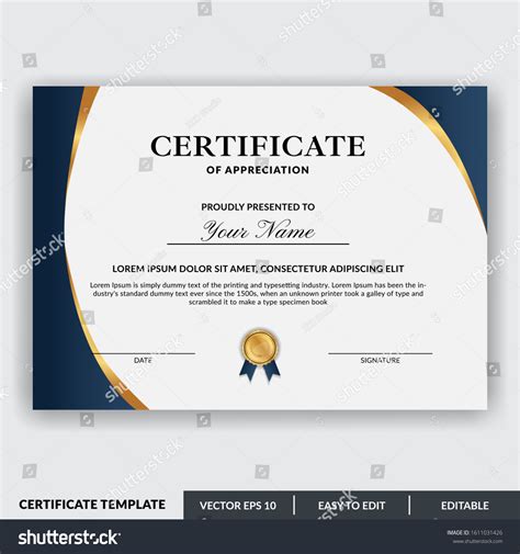 Certificate Appreciation Award Template Design Vector Stock Vector (Royalty Free) 1611031426 ...